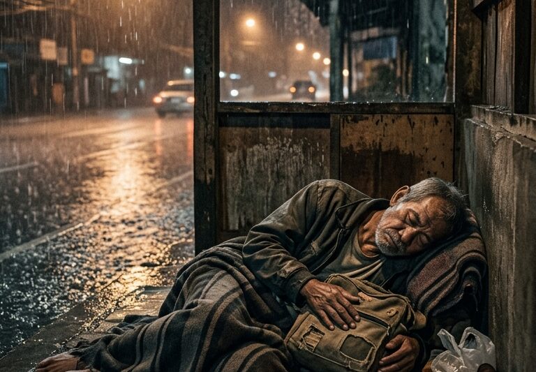 Bawat Gabi May Matandang Lalaking Natutulog sa Waiting Shed… Hanggang Isang Bata ang Tumawag sa Kanya ng “Tatay”